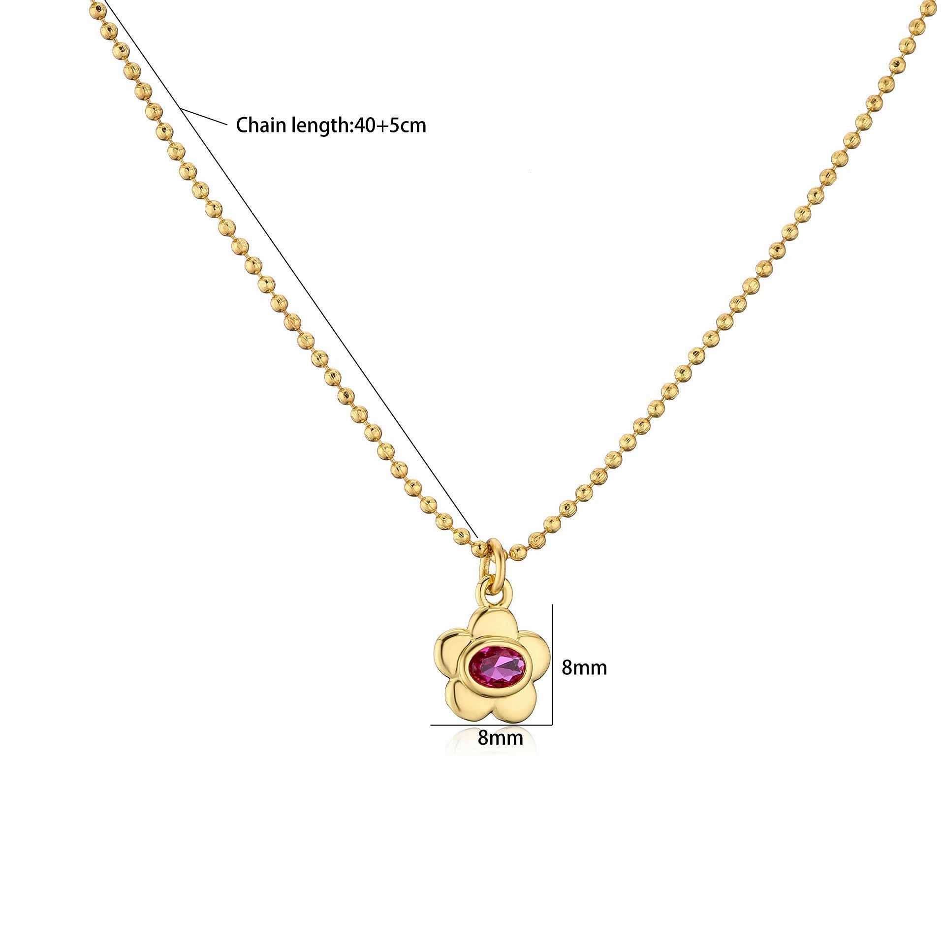 Wholesale Brass Plated 18K Gold Zircon Small Flower Creative Necklace