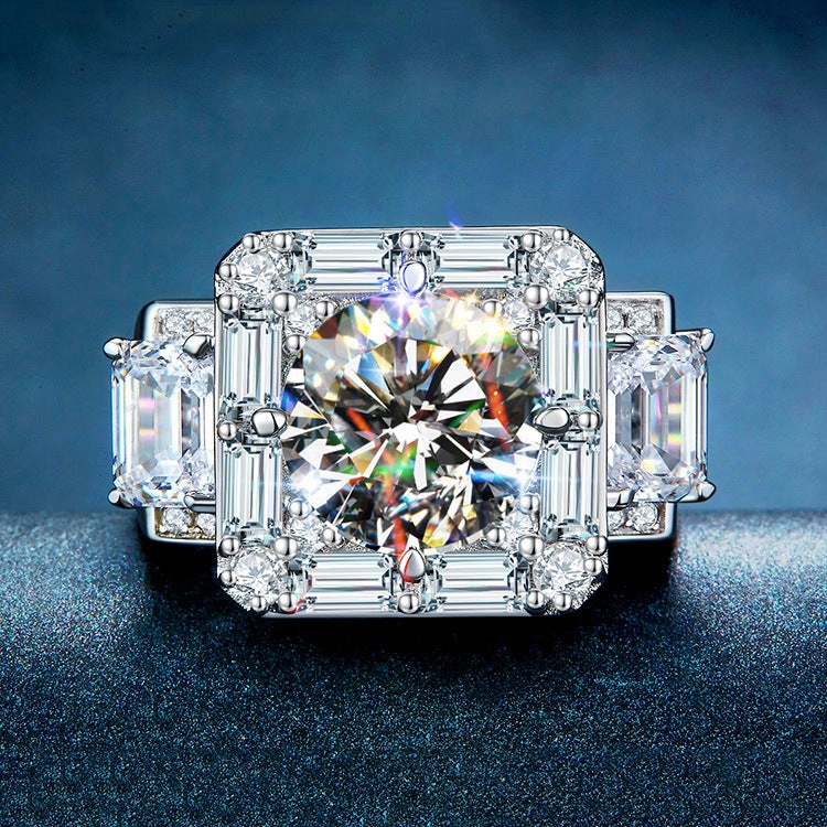 Wholesale Brass Plated 18K White Gold Full Set Small Diamond Men's Rings