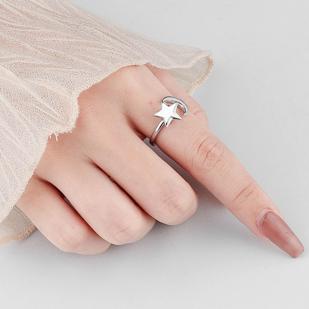 Wholesale Brass Rotating Star Moon Ring