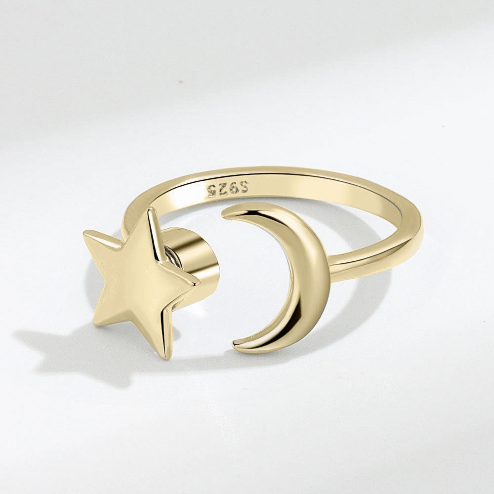 Wholesale Brass Rotating Star Moon Ring