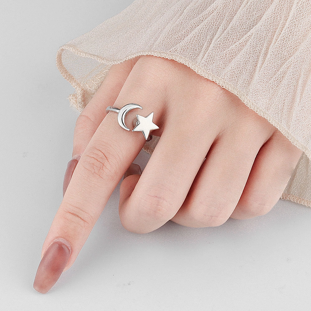 Wholesale Brass Rotating Star Moon Ring