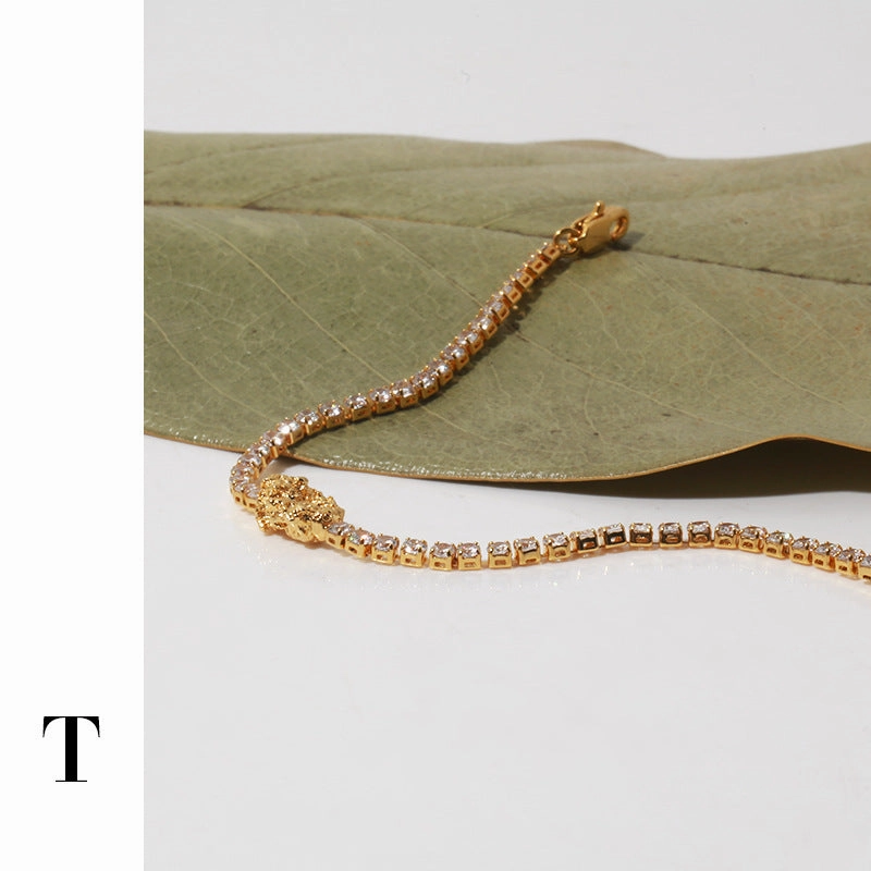 Wholesale brass thick gold plated zircon vintage bracelet