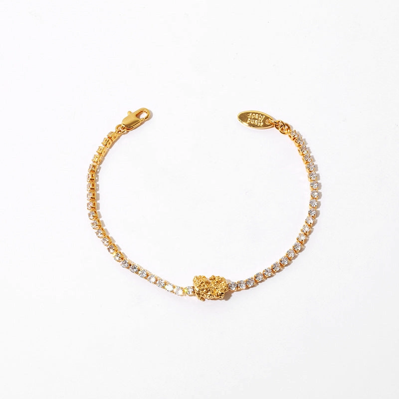 Wholesale brass thick gold plated zircon vintage bracelet