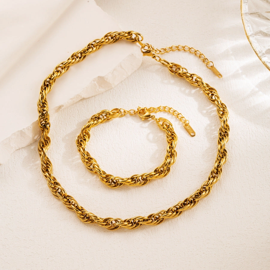 Wholesale Butterfly Necklace Water Wave Bracelet Titanium Steel Gold Plated Clavicle Chain