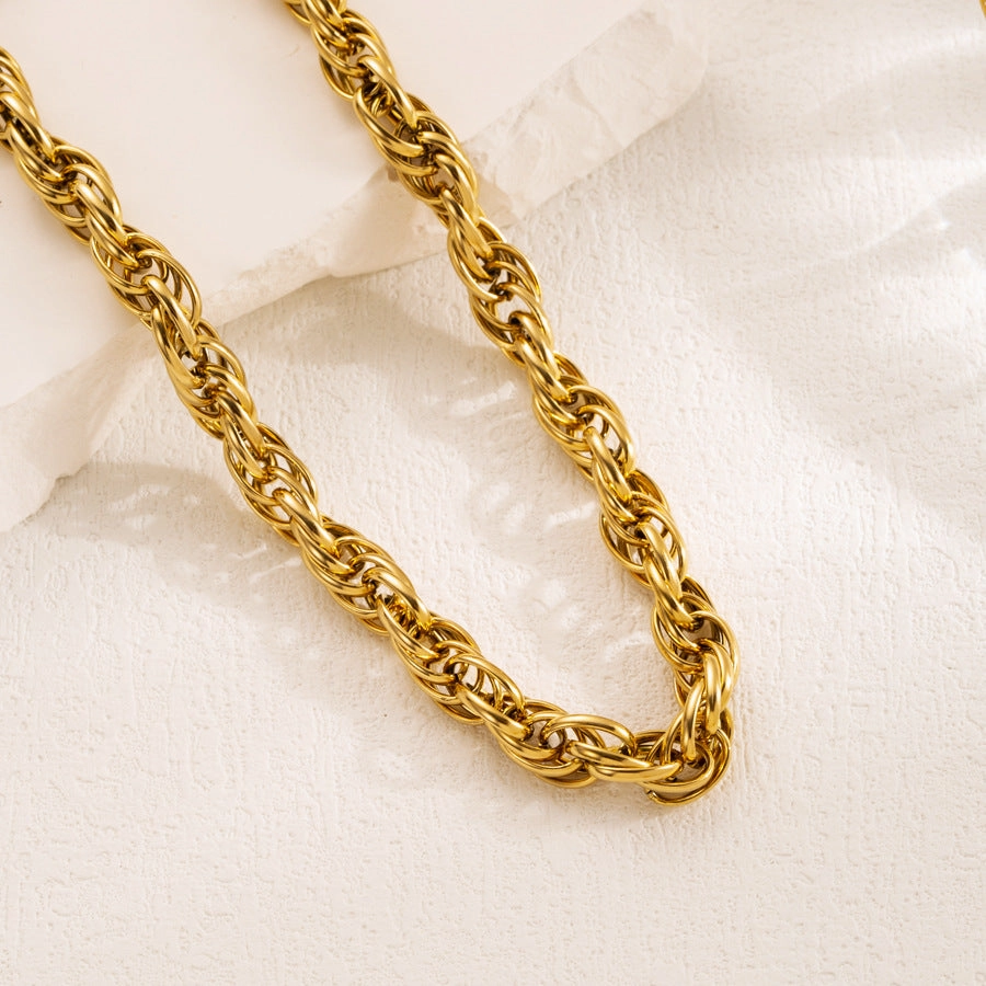 Wholesale Butterfly Necklace Water Wave Bracelet Titanium Steel Gold Plated Clavicle Chain