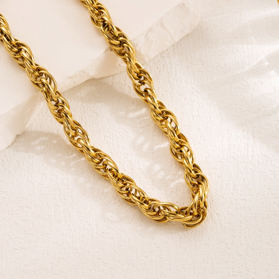 Wholesale Butterfly Necklace Water Wave Bracelet Titanium Steel Gold Plated Clavicle Chain