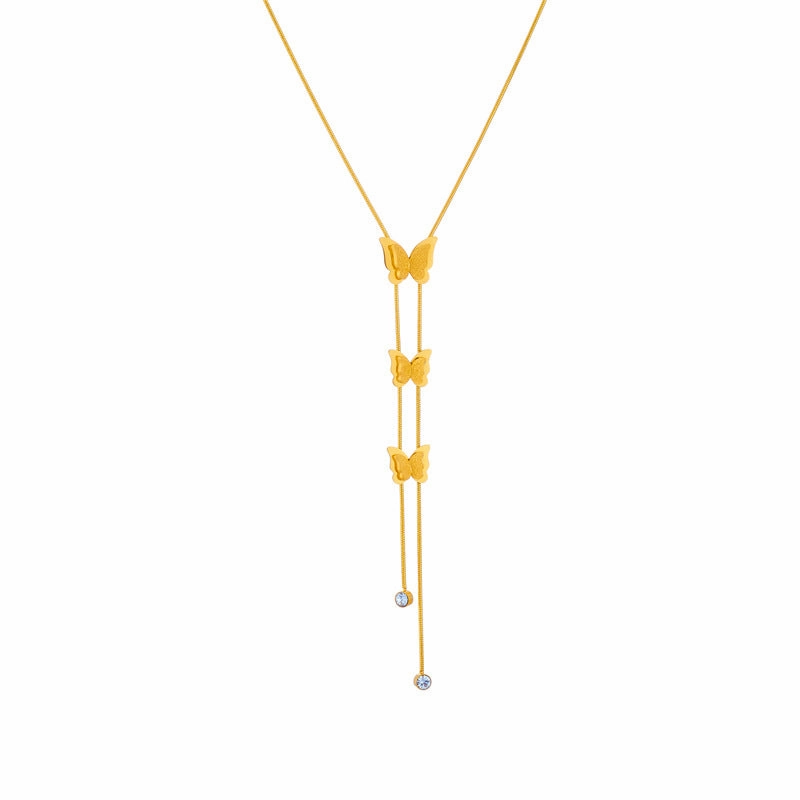 Wholesale Butterfly Titanium Steel Frosted Necklace Clavicle Chain