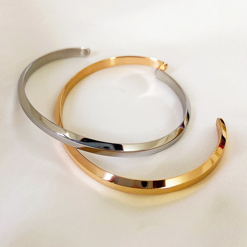 Wholesale C Shape Titanium Steel Rose Gold Open Bracelet