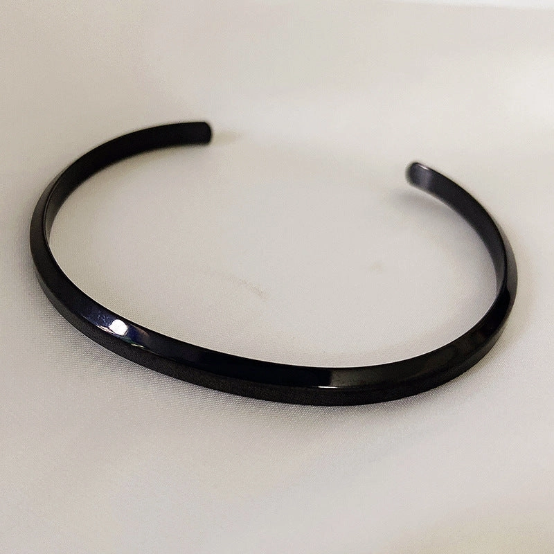 Wholesale C Shape Titanium Steel Rose Gold Open Bracelet