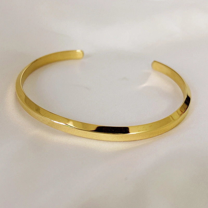 Wholesale C Shape Titanium Steel Rose Gold Open Bracelet