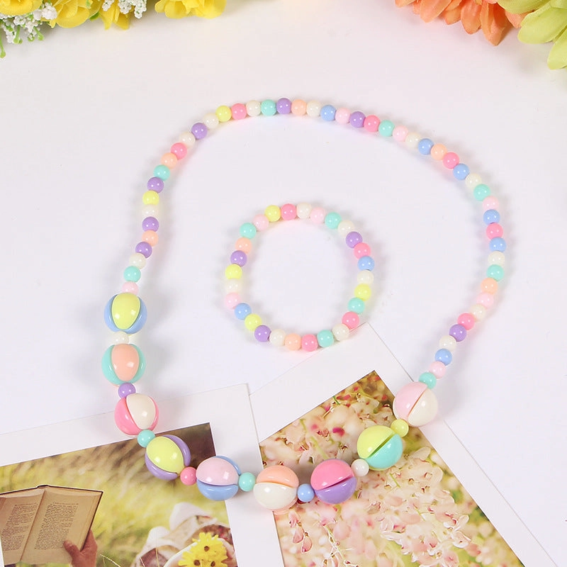 Wholesale Candy Color Bead Necklaces Bracelets Set of Two