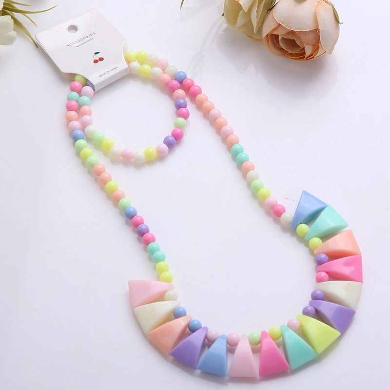 Wholesale Candy Color Bead Necklaces Bracelets Set of Two