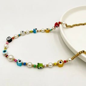 Wholesale Candy Color Glass Eyeball Necklaces