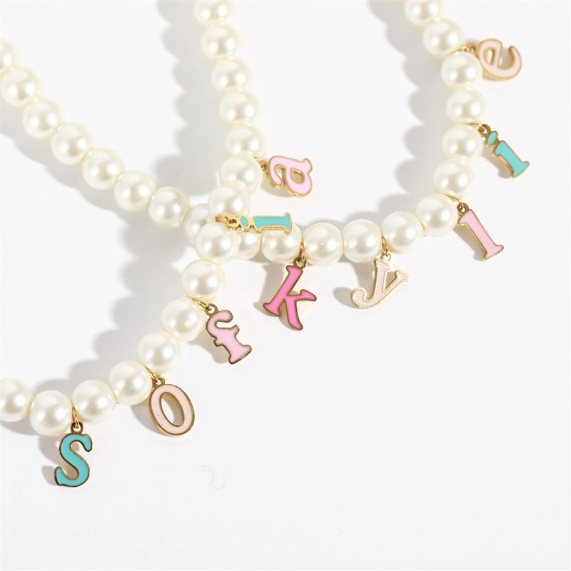 Wholesale Candy Colored Letter Titanium Steel Necklaces