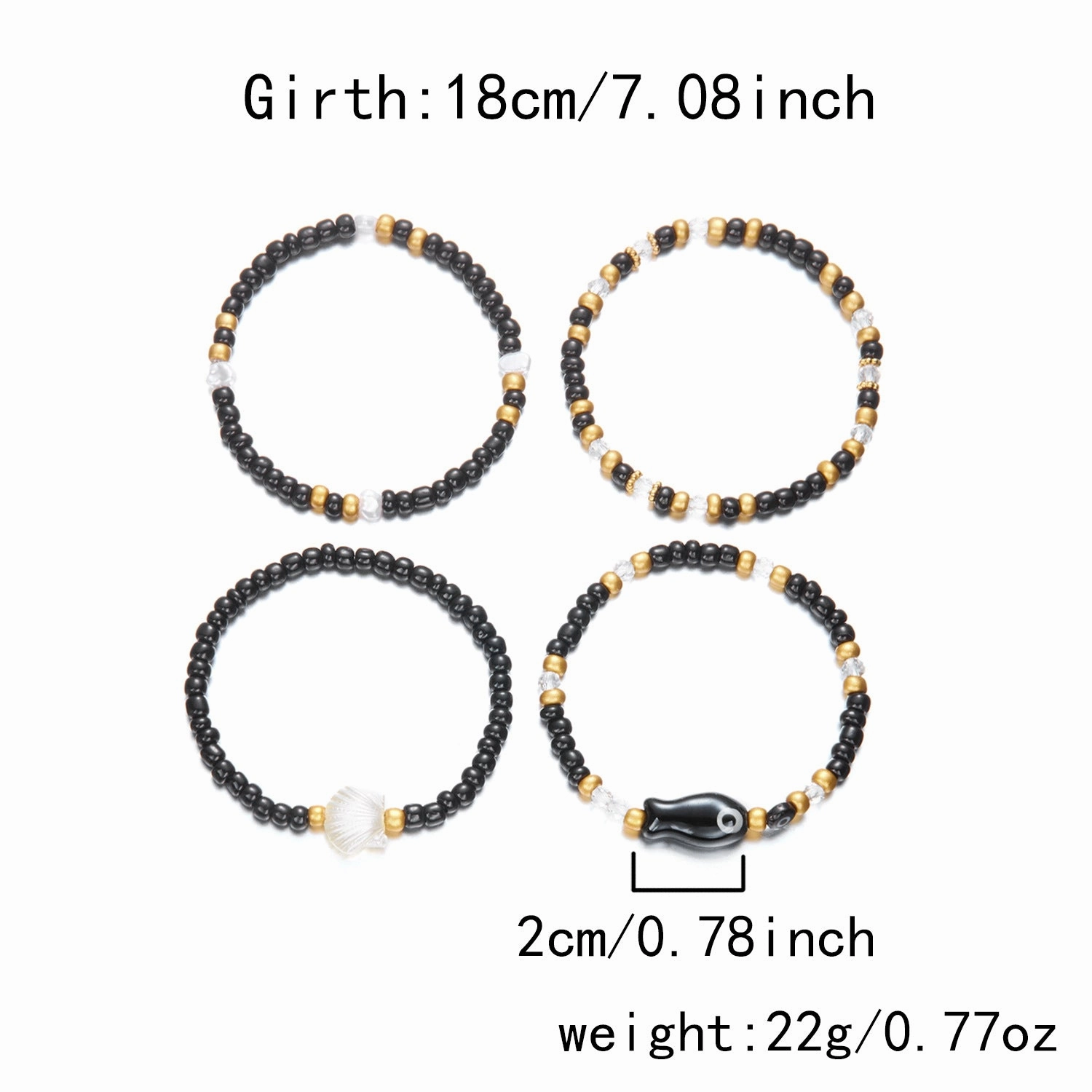 Wholesale Ceramic fish shell rice bead bracelet 4 pieces set