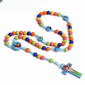 Wholesale Children's Colorful Beaded Cartoon Cross Resin Necklace