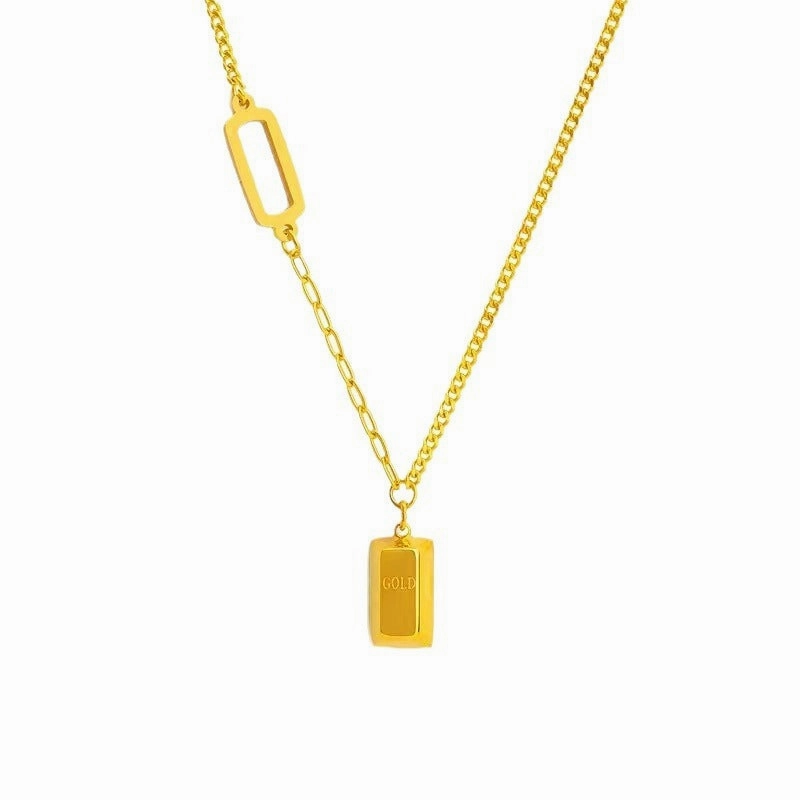 Wholesale Chinese Style Blessing Character To Attract Wealth and Fortune 18K Gold Plated Anti-allergic Titanium Steel Non-fading Necklaces