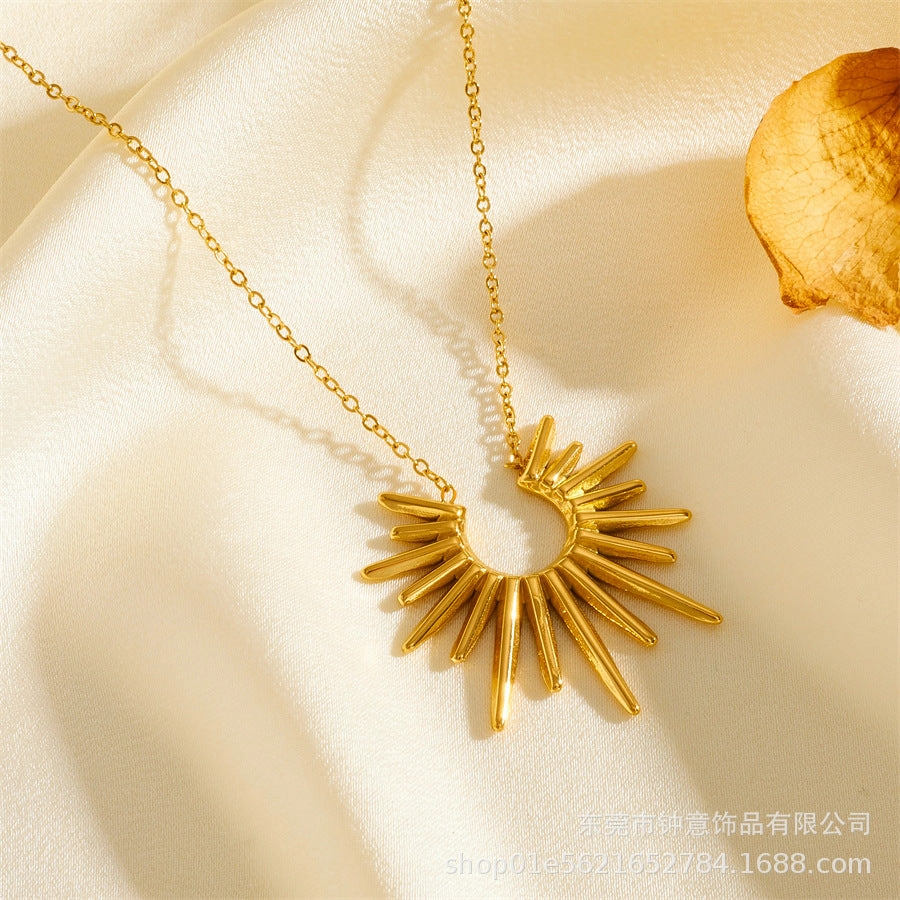 Wholesale Chinese Style Blessing Character To Attract Wealth and Fortune 18K Gold Plated Anti-allergic Titanium Steel Non-fading Necklaces
