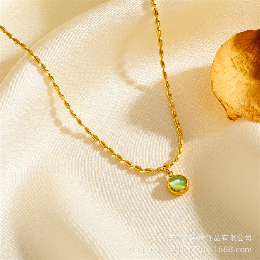 Wholesale Chinese Style Blessing Character To Attract Wealth and Fortune 18K Gold Plated Anti-allergic Titanium Steel Non-fading Necklaces