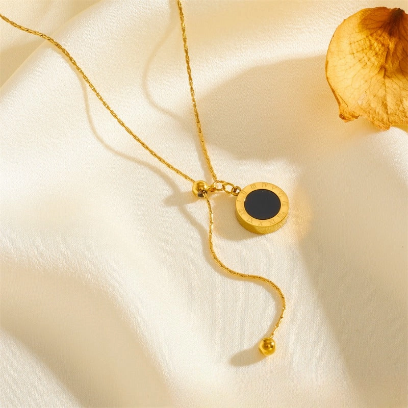 Wholesale Chinese Style Blessing Character To Attract Wealth and Fortune 18K Gold Plated Anti-allergic Titanium Steel Non-fading Necklaces