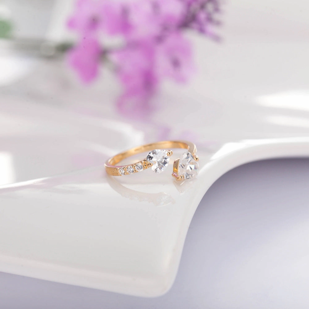 Wholesale Christmas Hearts Full Diamond Copper Rings