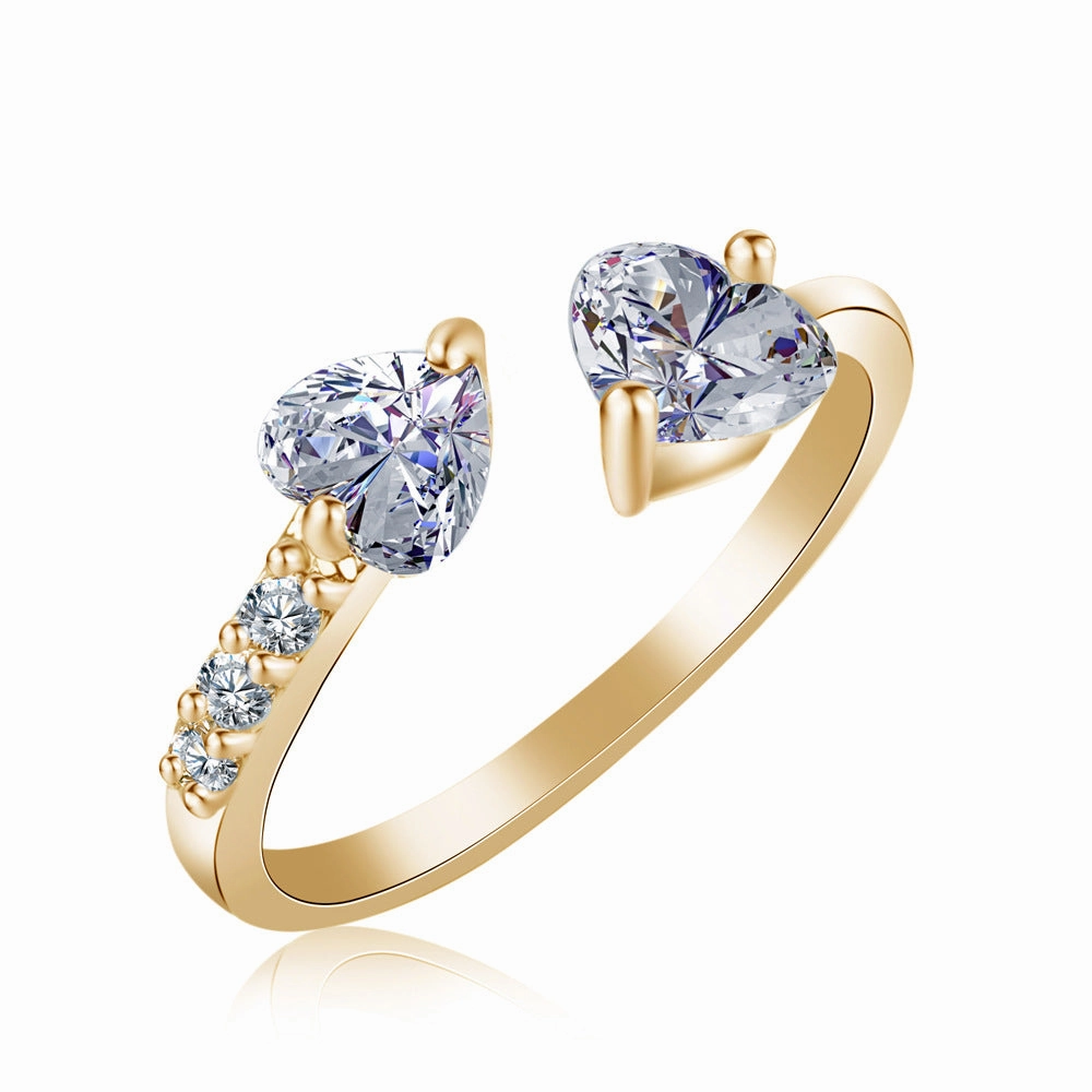 Wholesale Christmas Hearts Full Diamond Copper Rings