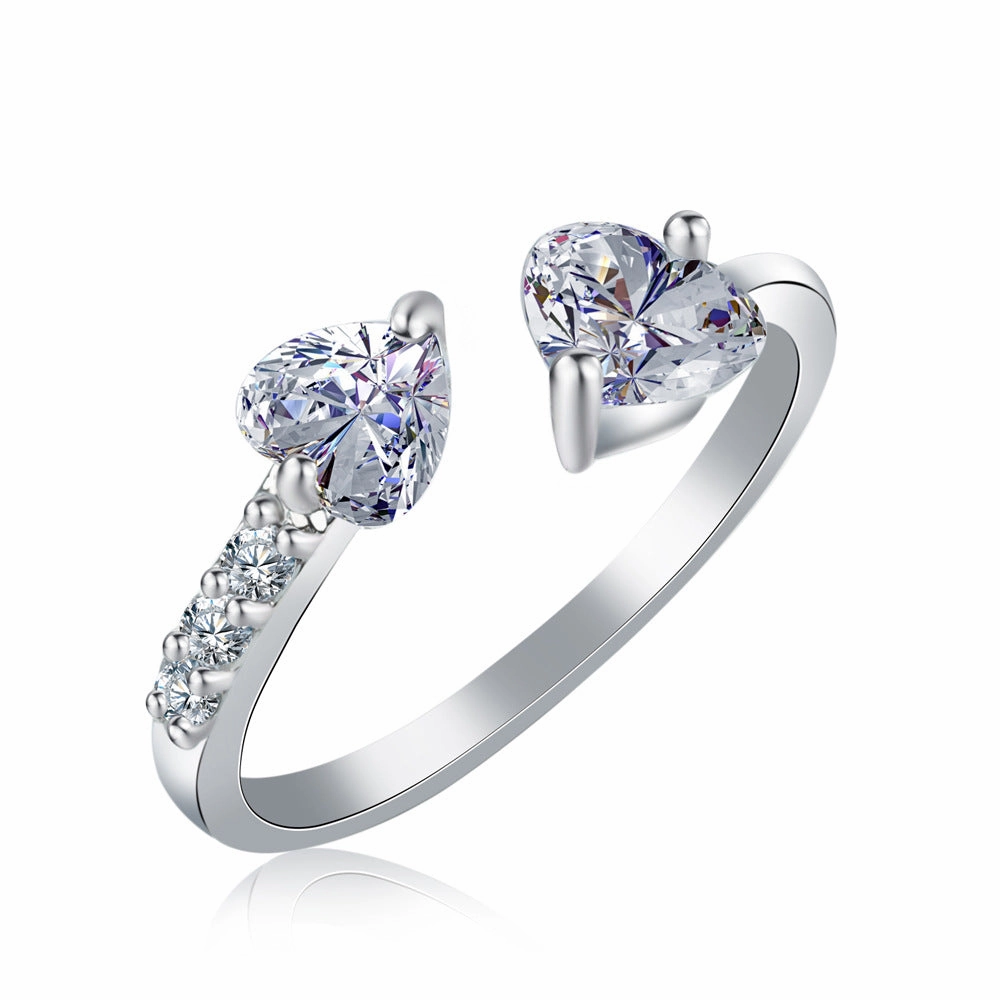 Wholesale Christmas Hearts Full Diamond Copper Rings