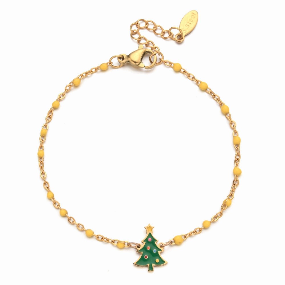 Wholesale Christmas Oil Drop Stainless Steel Rice Bead Bracelet