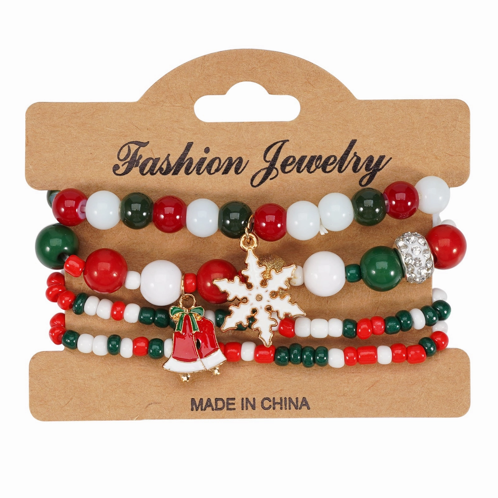 Wholesale Christmas Snowman Snowflake Christmas Tree Old Man Deer Hat Pendant Elastic Rope Bracelet
