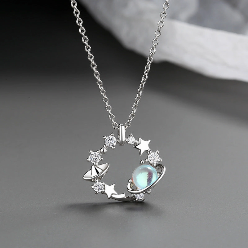 Wholesale Circle Ring Colorful Star Pendant Copper Necklaces