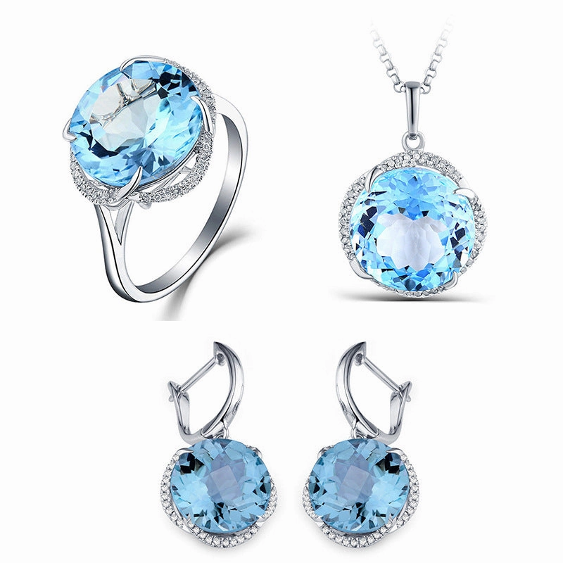 Wholesale Citrine Silver Plated Alloy Rings Jewelry Set