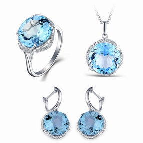 Wholesale Citrine Silver Plated Alloy Rings Jewelry Set