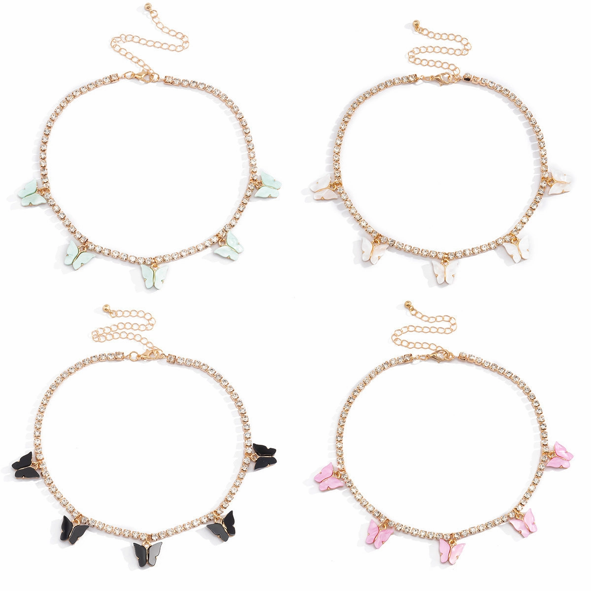 Wholesale Claw Chain Diamond Acrylic Butterfly Necklace