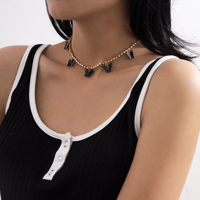 Wholesale Claw Chain Diamond Acrylic Butterfly Necklace