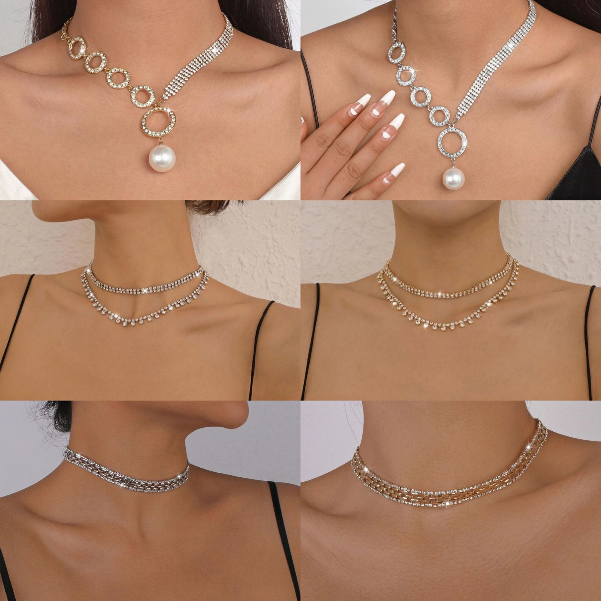 Wholesale Claw Chain Rhinestone Tassel Alloy Necklaces