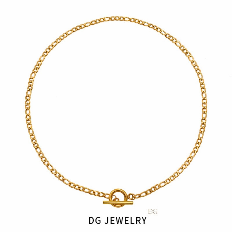 Wholesale Coarse Mineral Clavicle Neck Chain OT Buckle Design Cuban Chain Titanium Steel Necklaces