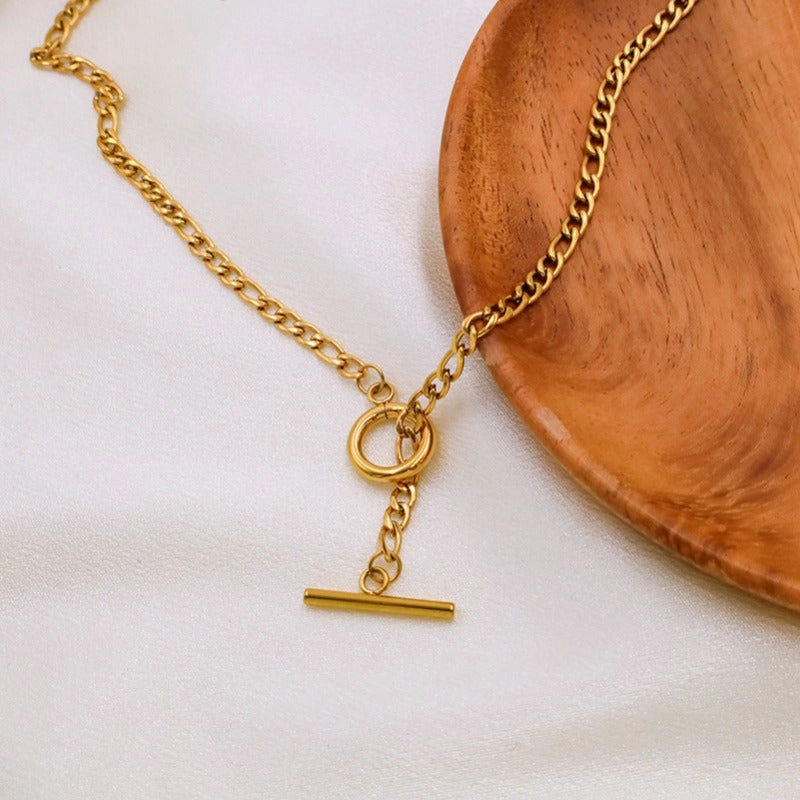 Wholesale Coarse Mineral Clavicle Neck Chain OT Buckle Design Cuban Chain Titanium Steel Necklaces