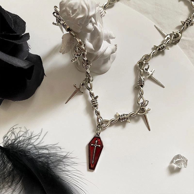 Wholesale Coffins Crosses Swords Thorns Alloy Necklaces