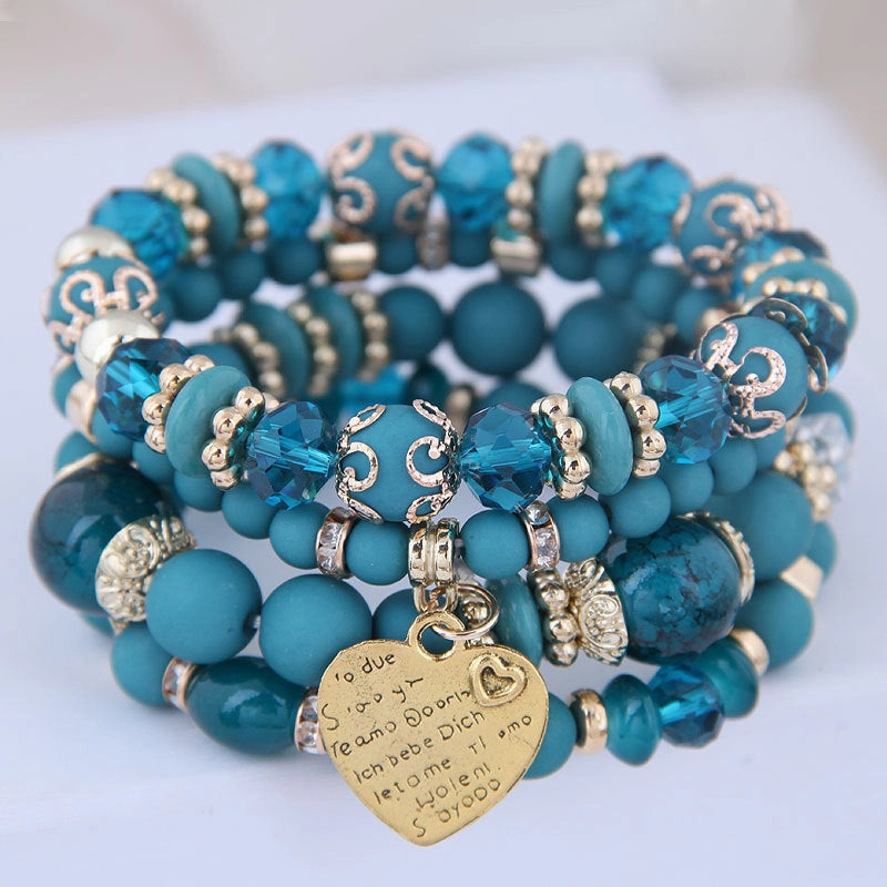 Wholesale Color Alloy Tassel Multi-layer Mixed Bead Bracelet