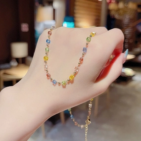 Wholesale Color Crystal Colorfast Clavicle Necklaces