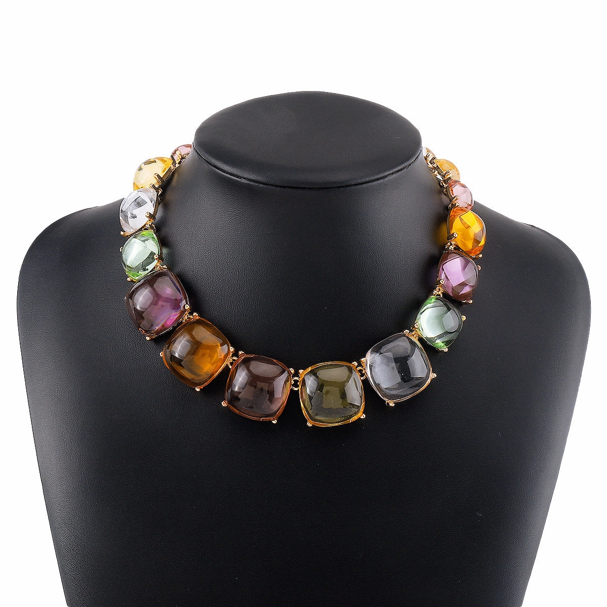 Wholesale Color Matching Jelly Geometric Necklaces Earring Set