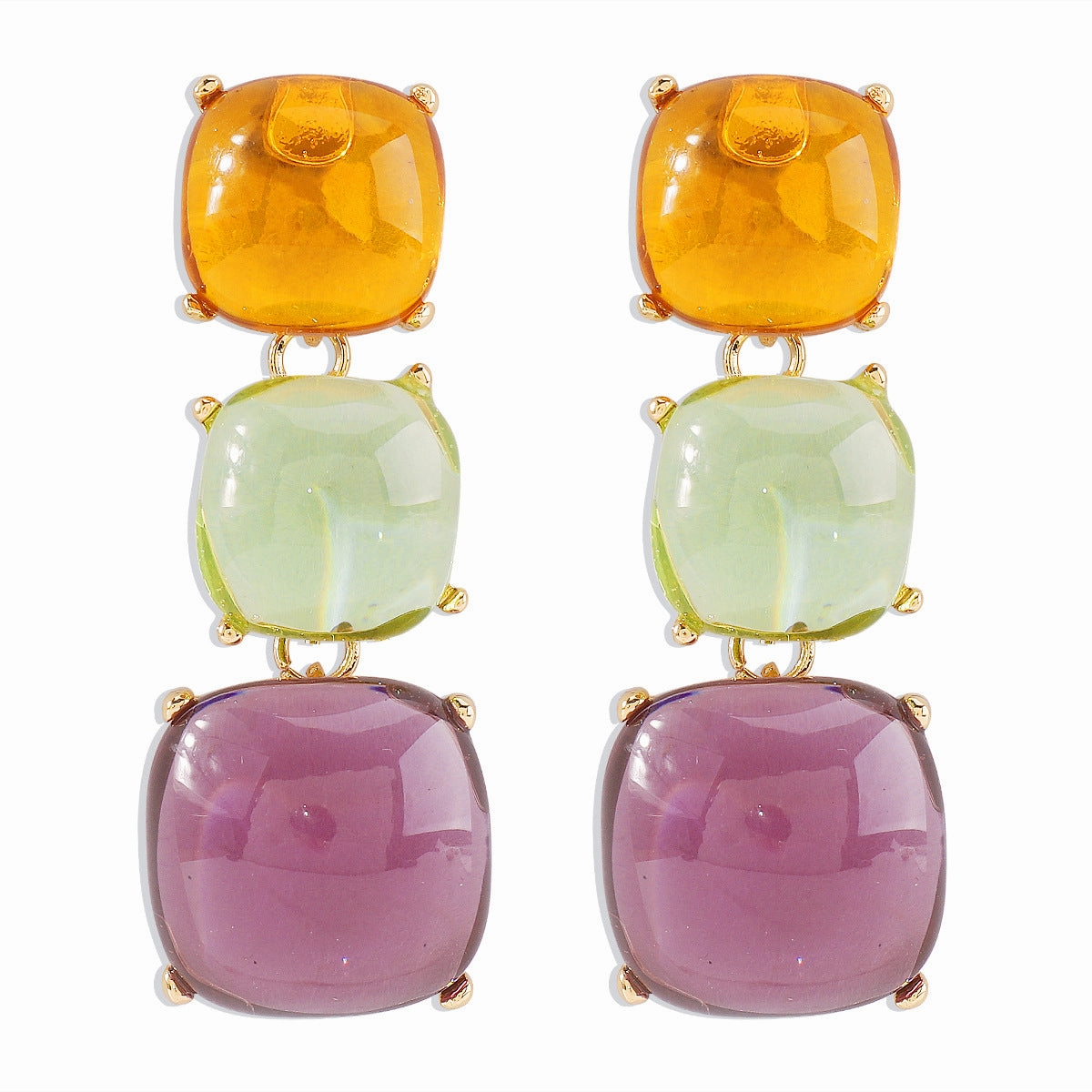 Wholesale Color Matching Jelly Geometric Necklaces Earring Set