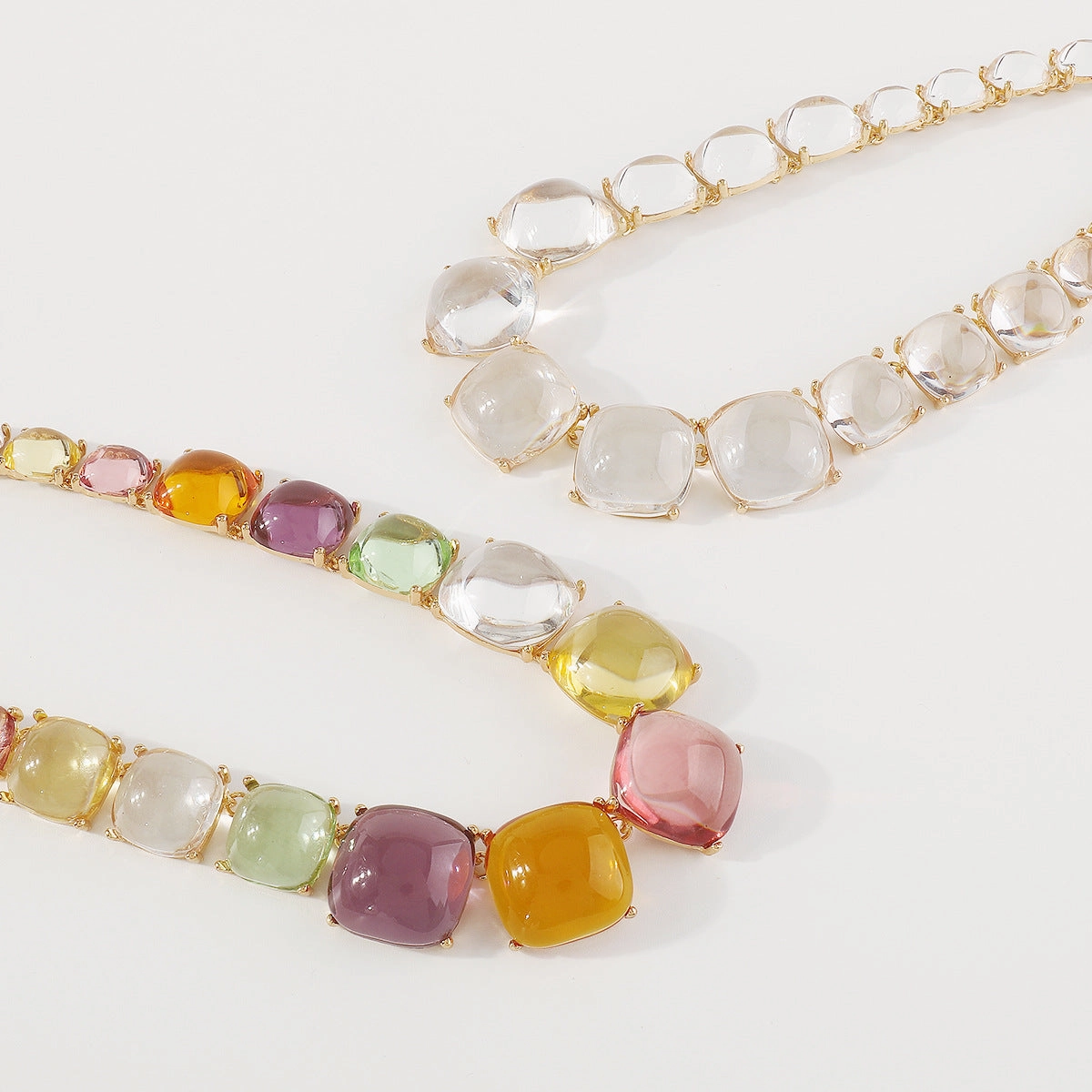 Wholesale Color Matching Jelly Geometric Necklaces Earring Set