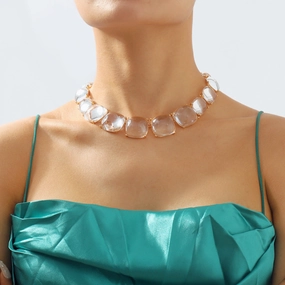 Wholesale Color Matching Jelly Geometric Necklaces Earring Set