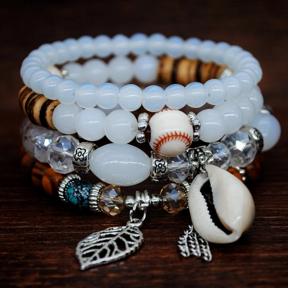 Wholesale Color Matching Shell Elastic Cord Multi Layer Beaded Bracelet