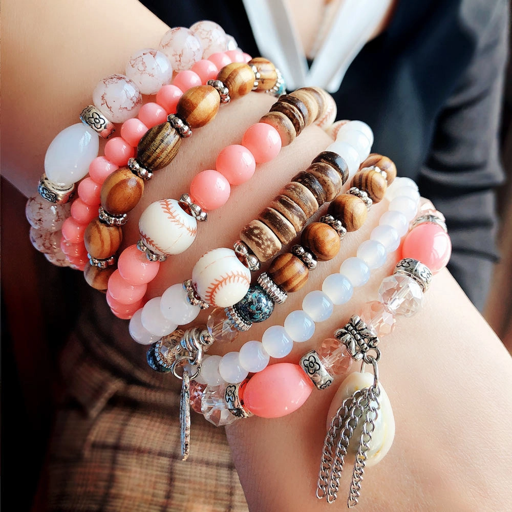 Wholesale Color Matching Shell Elastic Cord Multi Layer Beaded Bracelet