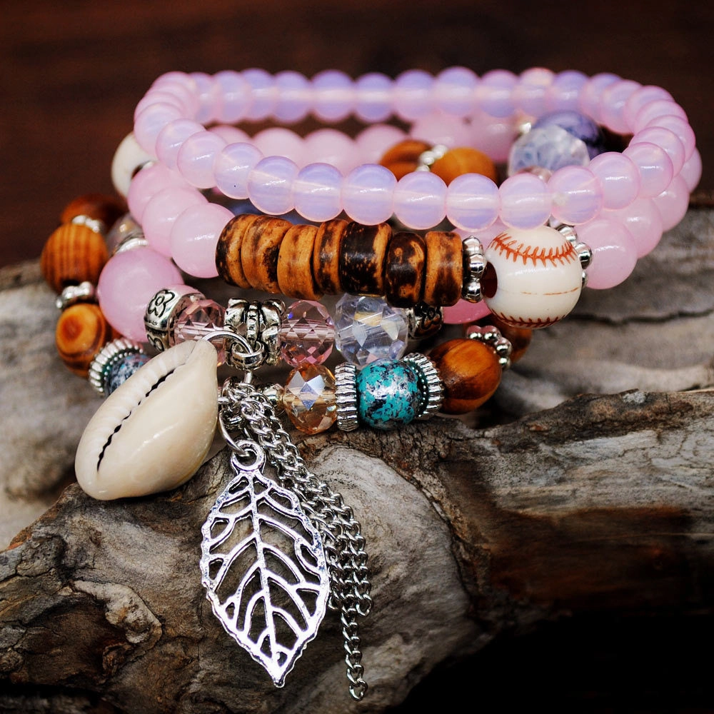Wholesale Color Matching Shell Elastic Cord Multi Layer Beaded Bracelet