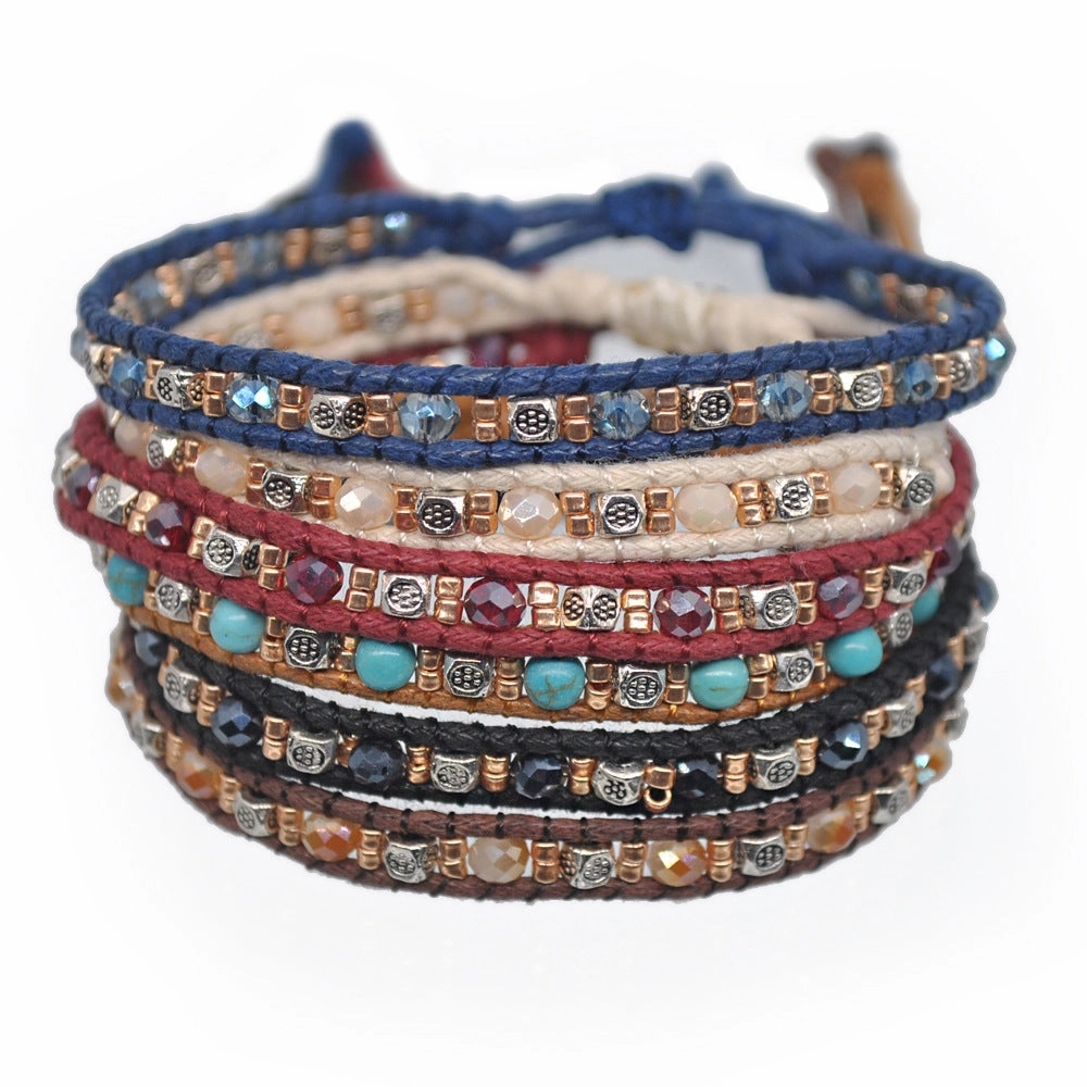 Wholesale  color narrow round double braided rope bracelet