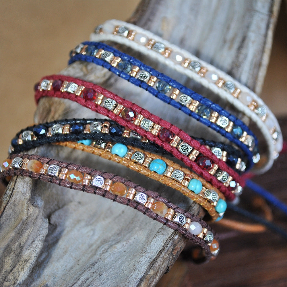 Wholesale  color narrow round double braided rope bracelet