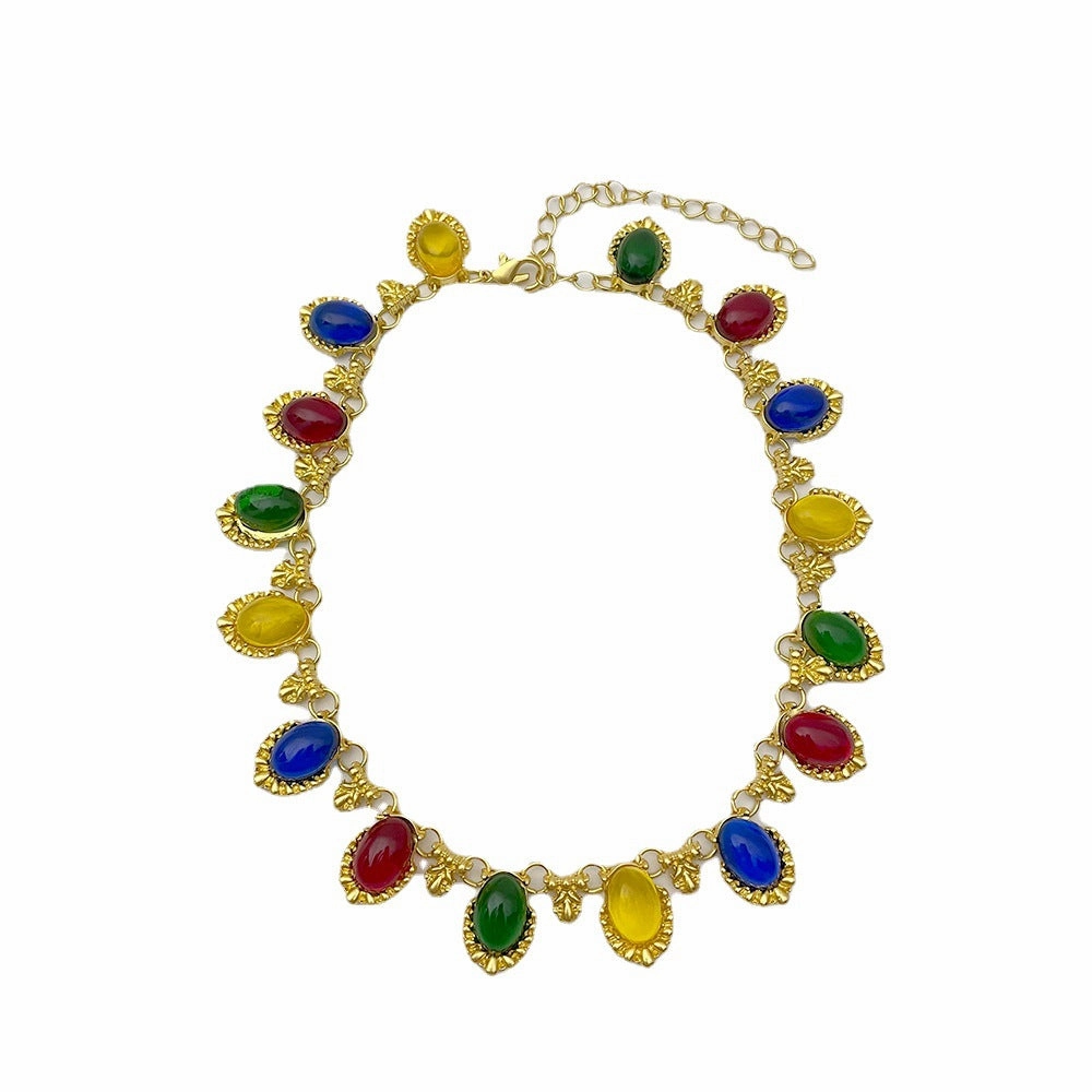 Wholesale Color Oval Palace Style Retro Alloy Necklaces